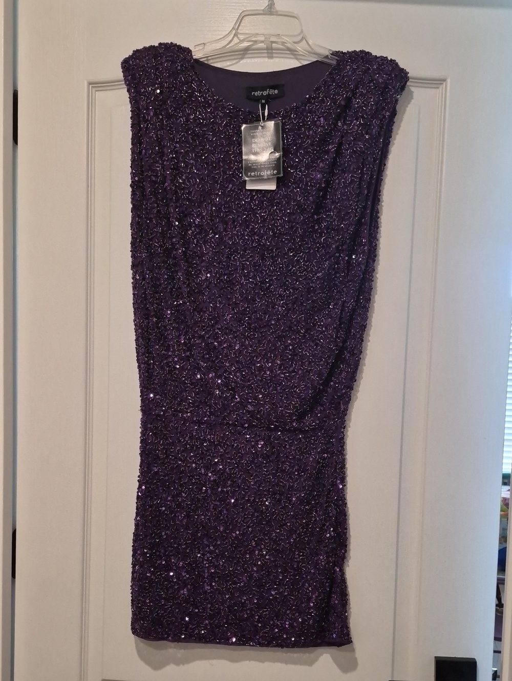Retrofete Deep Purple Sequin Mini Dress